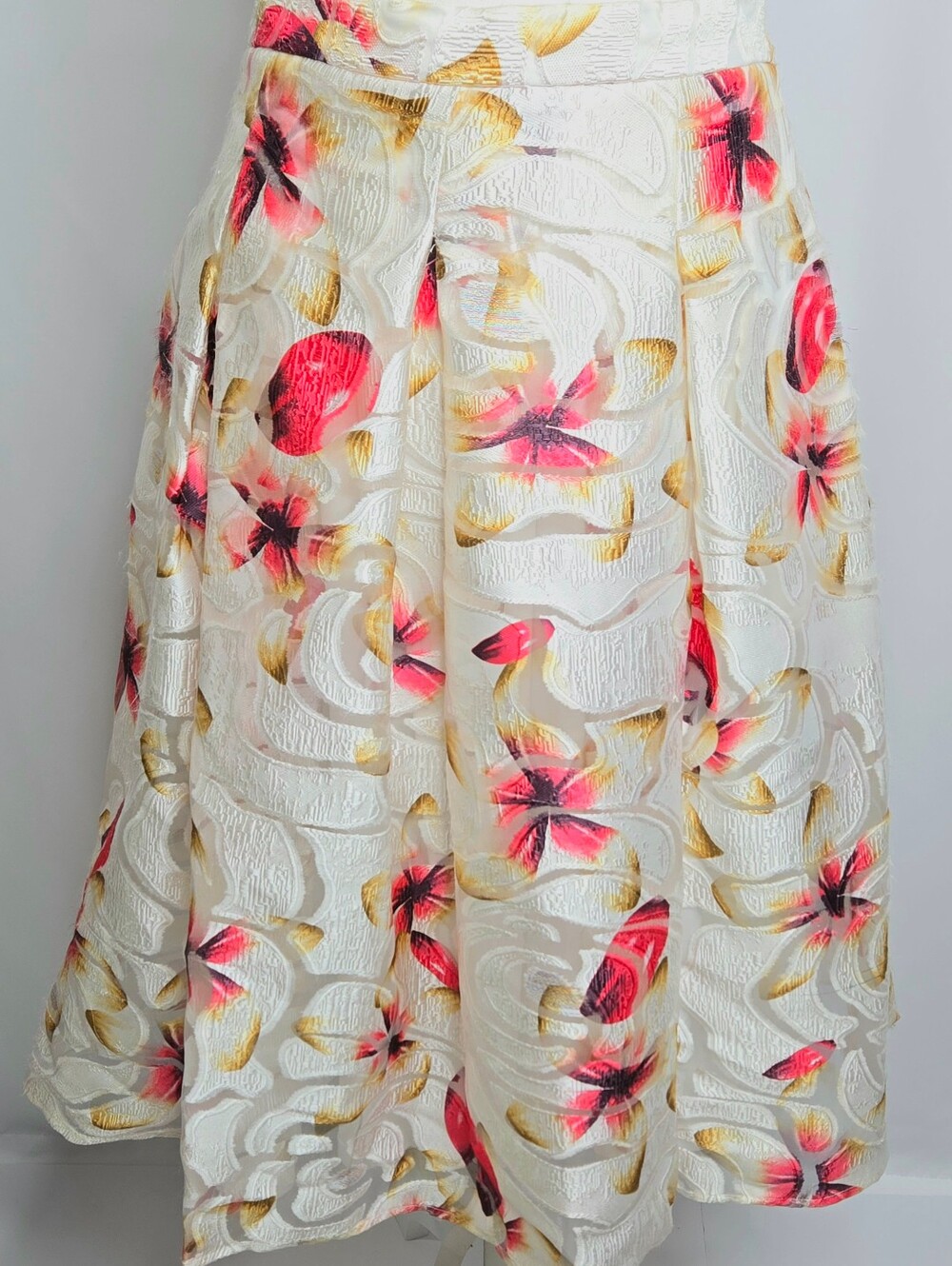 Antonio Melani Watercolor Floral Metallic Jacquard Full Skirt NWOT Size 10